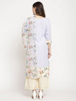 Thumbnail for Ahalyaa Women's Powder Blue Crepe Kurta Palazzo Set With Dupatta