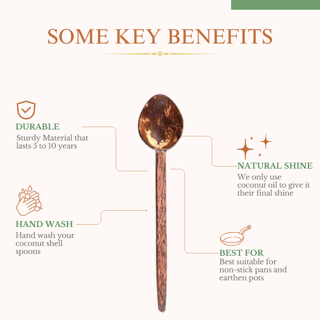 Thenga Coconut Shell Large Cooking Spoon Sets - Dista