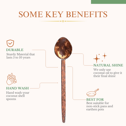 Thenga Coconut Shell Large Cooking Spoon Sets - Dista