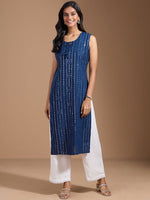 Thumbnail for Ode by House of Pataudi Women Thread Work Kurta - Distacart