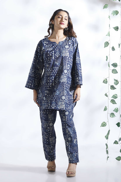 Breathables Abstract Cotton Co-Ord Set – Blue - Dista