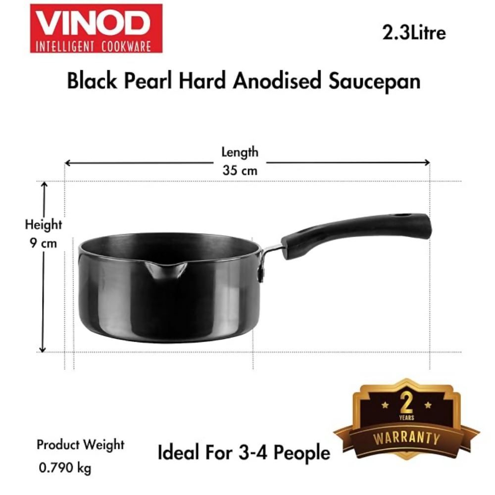 Vinod Black Pearl Hard Anodised Saucepan - Dista