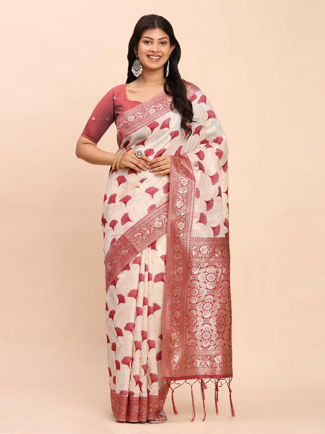 Astita Linen Cotton Maroon Saree