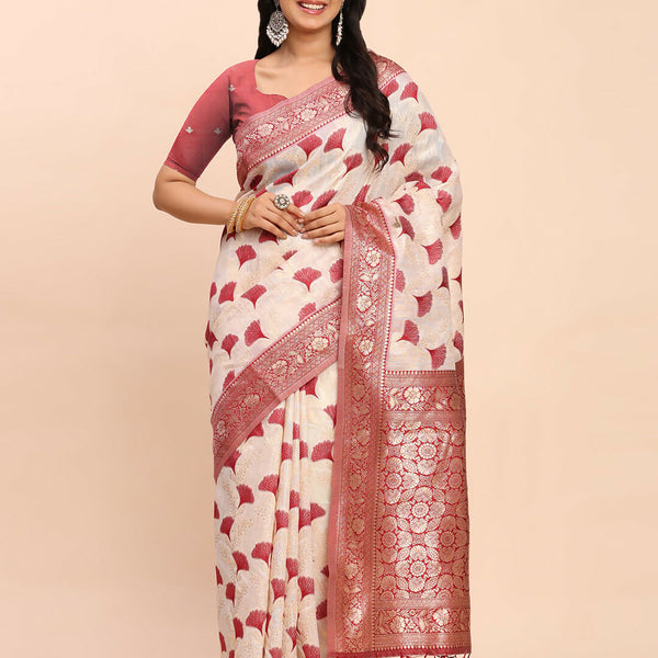 Astita Linen Cotton Maroon Saree