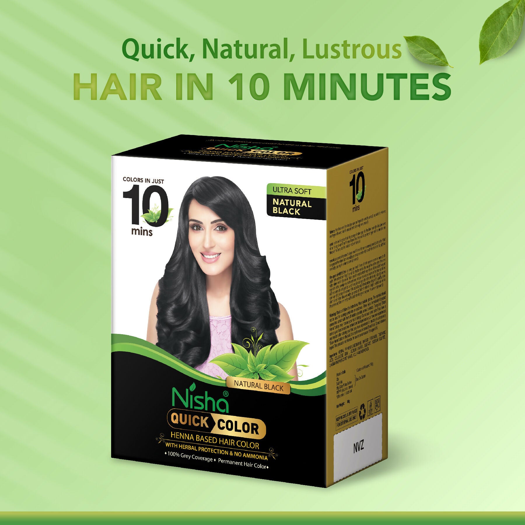Nisha Quick Color Henna-Based Hair Color-Natural Black - Distacart
