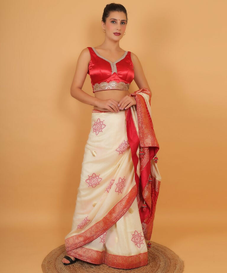 Joban Fashion Silk Zari And Sequence Work Padded Blouse - Red