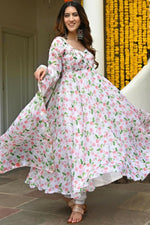 Thumbnail for Aastha Fashion Women's Multicolor Faux Georgette Floral Digital Printed Anarkali Dress with Dupatta - Distacart