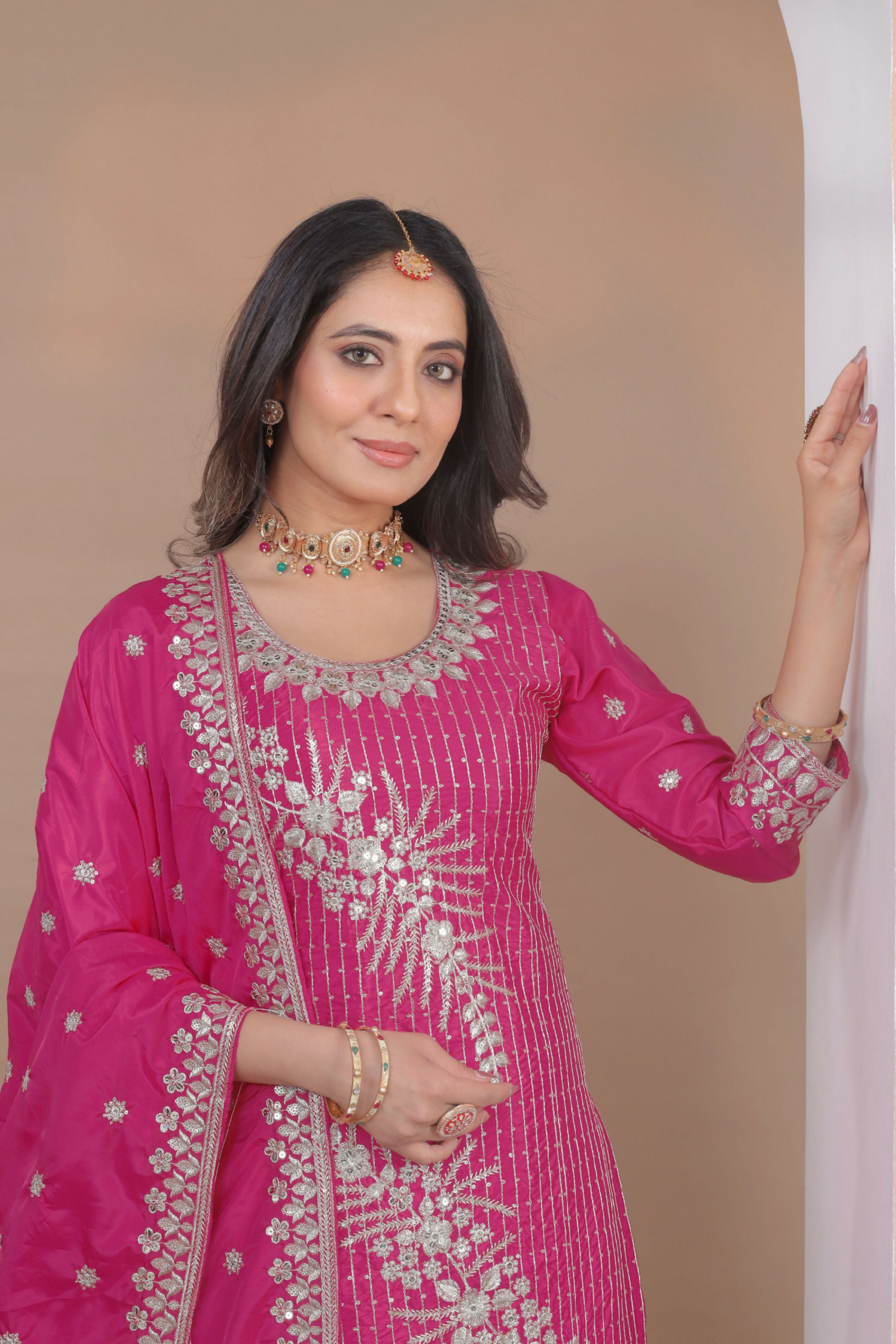 Lehenga Mart Designer Sharara Suit With Kurta, Sharara, Dupatta For Women-Pink - Distacart