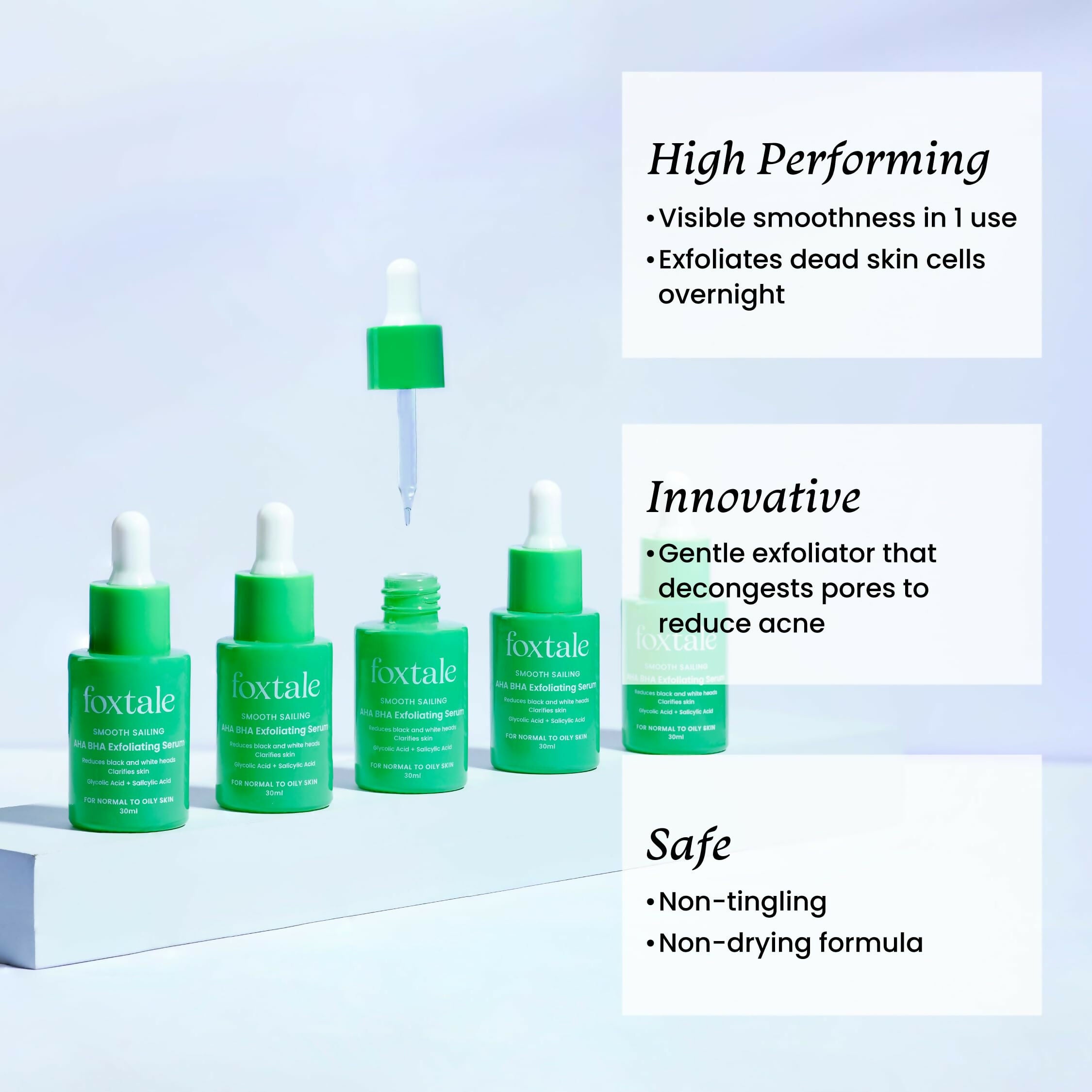 Foxtale 2% Salicylic Acid AHA BHA Exfoliating Serum with Niacinamide, Fights Acne, Reduces Blackheads & Whiteheads, Reduces Excess Oil & Bumpy Texture - Distacart