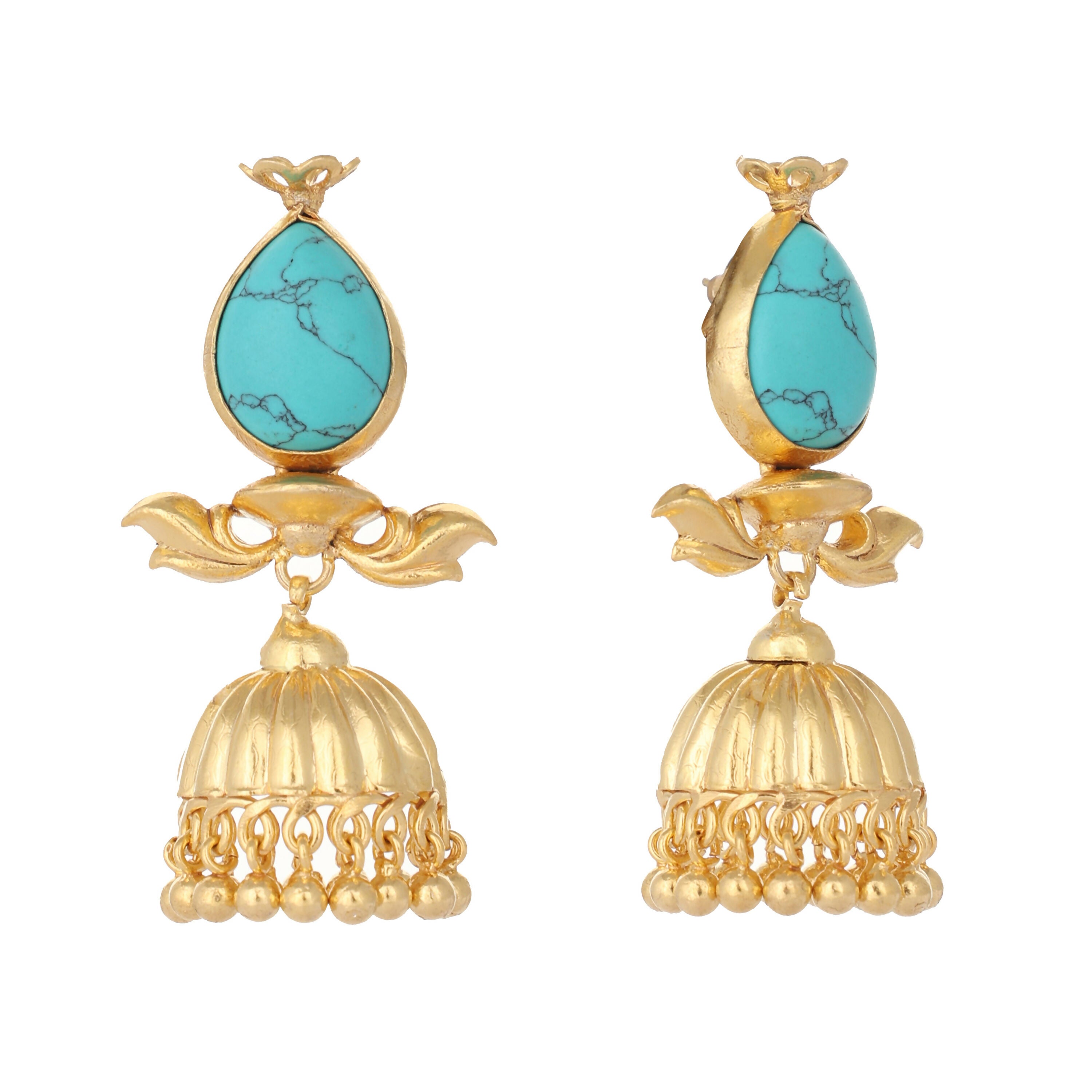 Nuyug 22K Gold Plated Turquoise Grace Earrings