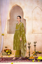 Thumbnail for BulBul Rashmi Green Kurta Set with Dupatta