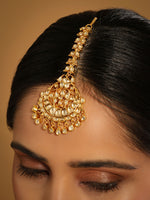 Thumbnail for Nuyug 22K Gold-Plated Kundan Studded Maang Tikka Head Jewellery