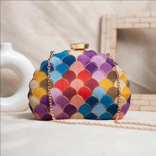 Joban Fashion Multicolour Pattern Embroidery Clutch - Multicolor
