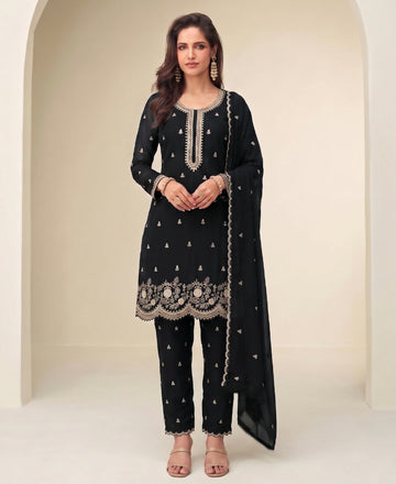 KC Bollywood Style Black Georgette Suit For Women - Dista