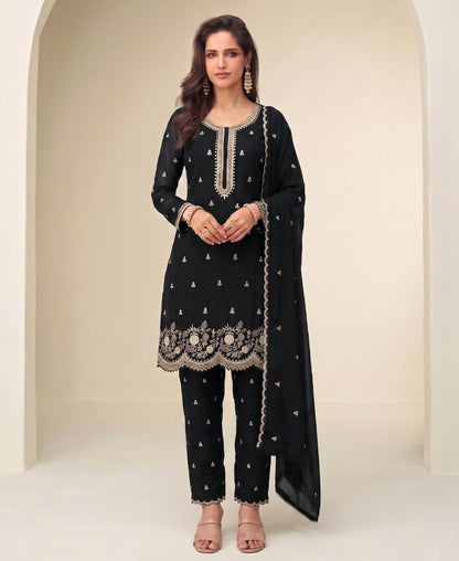 KC Bollywood Style Black Georgette Suit For Women - Dista