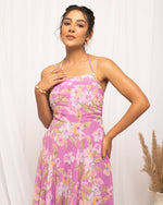 Thumbnail for FIORRA Women's Light Pink Georgette Floral Printed Dress - Distacart