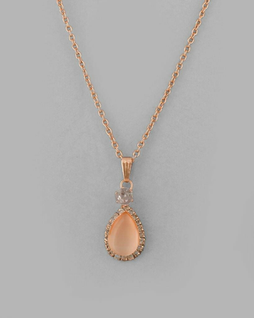 VOJ Gold Plated Yellow Stone With AD Stone Studded Chain Set - Distacart