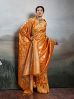 Thumbnail for Shree Shyam Fashion Orange Silk Blend Saree - Distacart