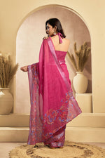 Thumbnail for Vastranavya Pink Digital Printed Linen Ready To Wear Designer Saree with Unstitched Blouse - Distacart