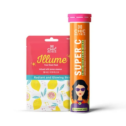 Chicnutrix Korean Clear Skin Routine Combo - Super C + Illume Sheet Mask - Distacart