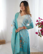 Thumbnail for Joban Fashion Sky Blue Kurta set with Pant Chanderi Thread with Sequins work