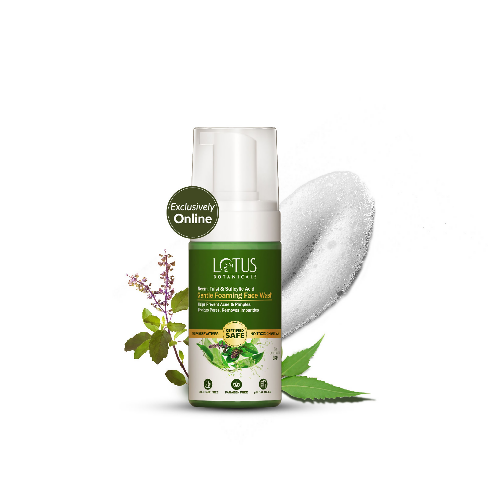 Lotus Botanicals Neem, Tulsi & Salicylic Acid Gentle Foaming Face Wash - Distacart