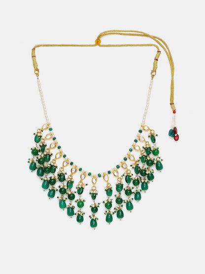 Ruby Raang Green Kundan And Emerald Collar Necklace - Dista