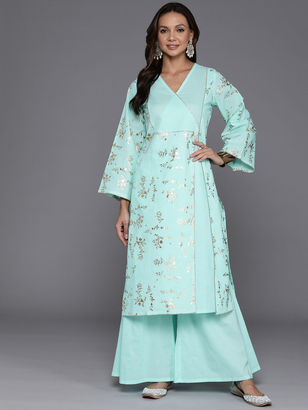 Ahalyaa Women's Traditional wear Kurta Set - Summer Blue - Distacart
