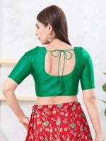 Thumbnail for Joban Fashion Rama-Green Dupion Silk Elbow Sleeveless Front Open Blouse
