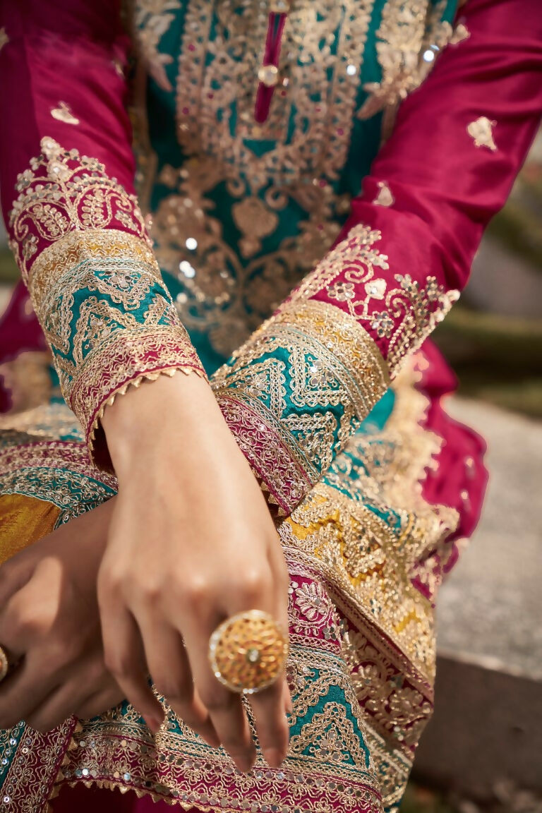 Partywear Designer Firozi Chinon Fabric suit - Shagun - Distacart