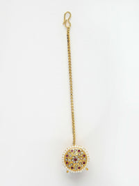 Thumbnail for NVR Women's Gold-Plated CZ Stone-Studded Borla Maang Tikka