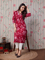 Thumbnail for Ode by House of Pataudi Floral Printed Pure Cotton Straight Kurta - Distacart