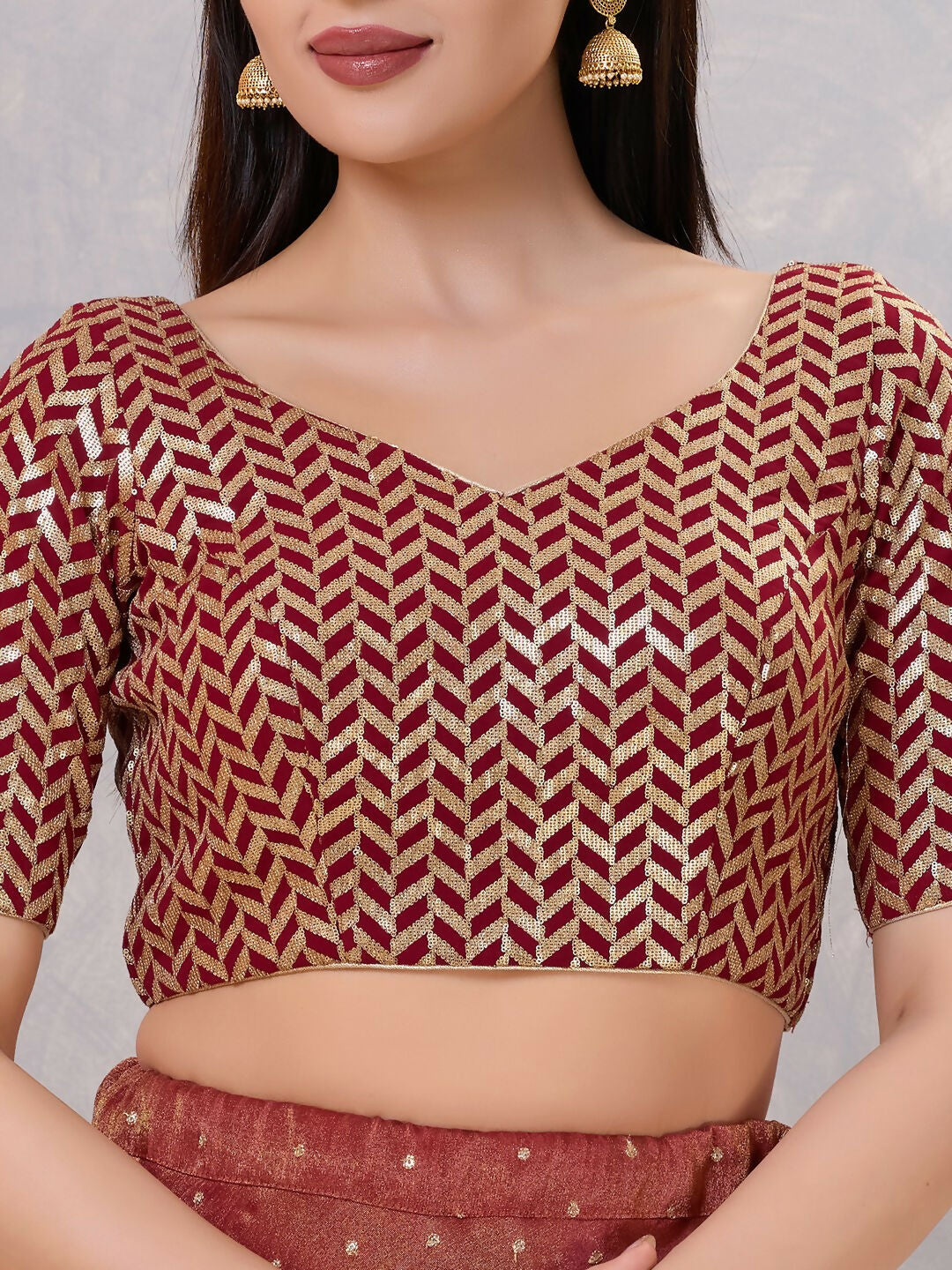 Joban Fashion Women Silk Maroon Stitched Blouse - Distacart