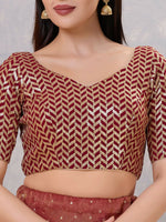 Thumbnail for Joban Fashion Women Silk Maroon Stitched Blouse - Distacart