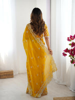 Thumbnail for Joban Fashion Yellow Jimmy Choo Saree With Thread with Sequins work