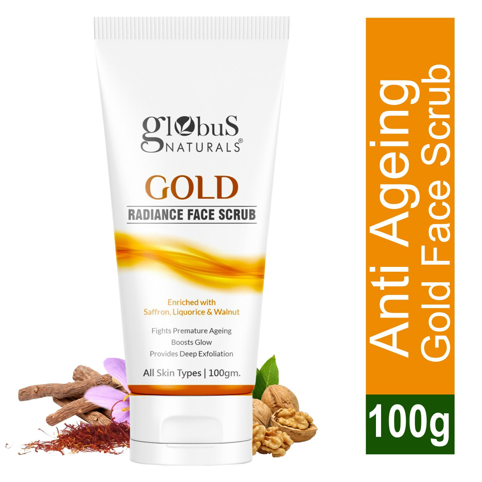 Globus Naturals Gold Radiance Anti Ageing & Brightening Face Scrub