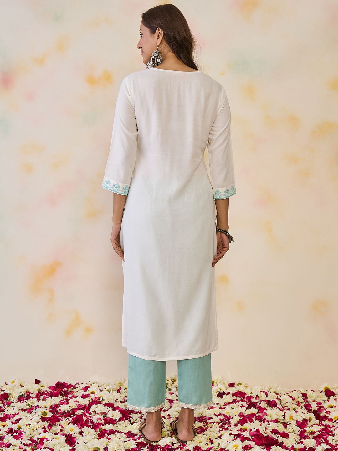 Indo Era Women Ethnic Motifs Embroidered Sequinned Floral Kurta