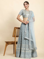 Thumbnail for Jyoti Fashion Mesmerizing Grey Faux Georgette 3MM Sequins with Thread & Jari Embroidery Lehenga Choli with Dupatta - Distacart