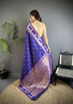 Thumbnail for Joban Fashion Navy Blue Banarasi Soft Silk Woven Saree - Distacart