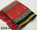Thumbnail for Red Silk Blend Geometric Saree with Unstitched Blouse - A2M