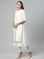 Thumbnail for Ahalyaa Women's Off White Cotton Printed Kurta - Distacart