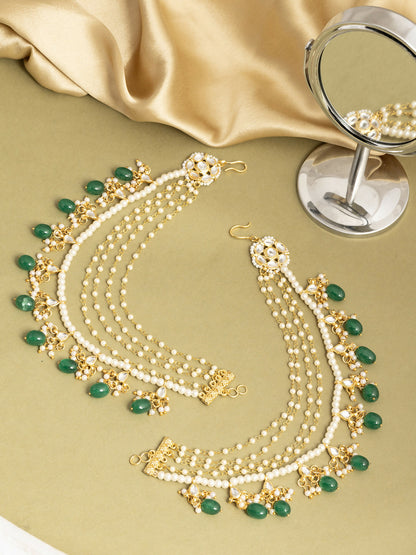 Ruby Raang Green Emerald Gold Plated Kaan Chain - Distacart