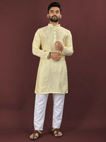 Thumbnail for Anaita Yellow Embroidered Silk Straight Kurta - Distacart