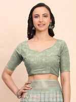 Thumbnail for Astita Linen Cotton Light Green Saree
