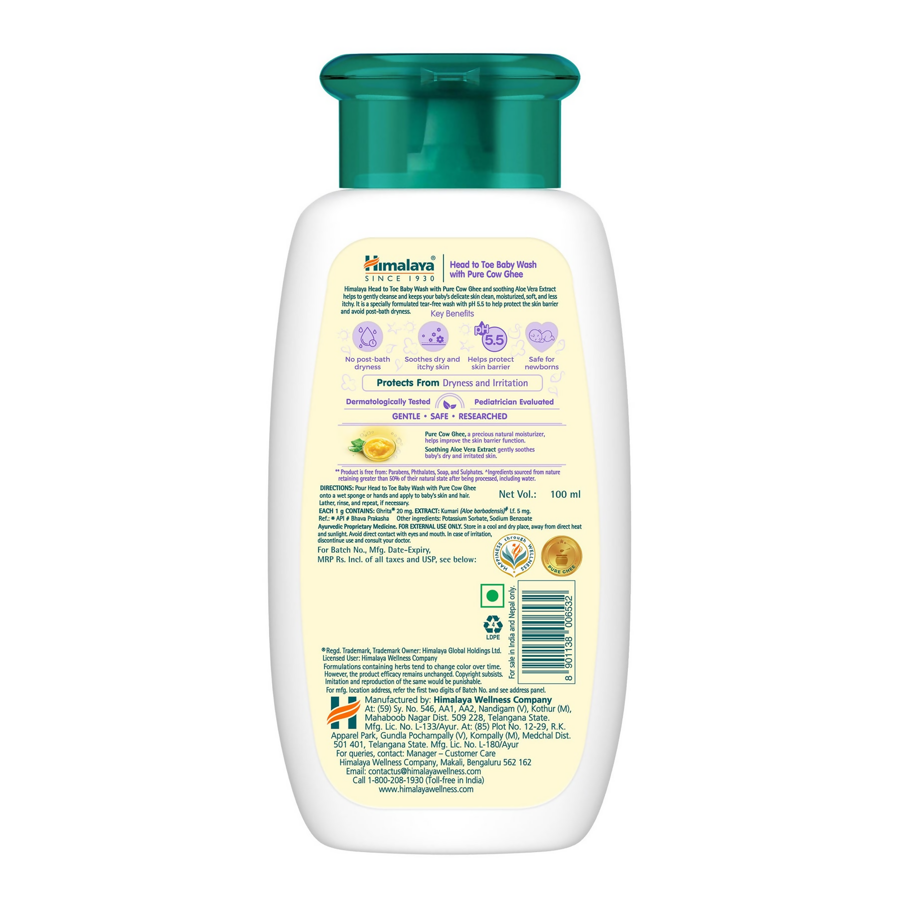Himalaya Herbals Head to Toe Baby Wash with Pure Cow Ghee - Distacart