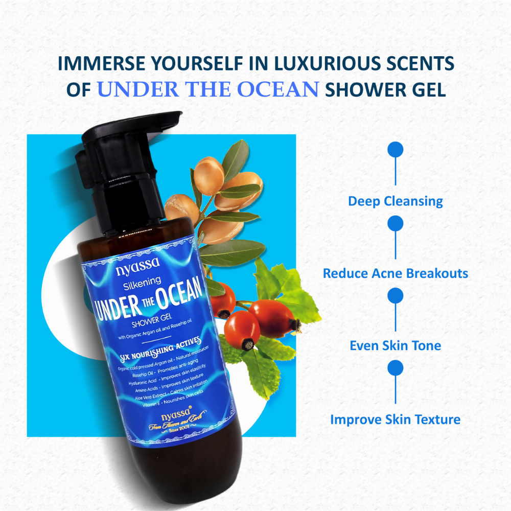 Nyassa Silkening Under The Ocean Shower Gel With Organic Argan Oil And Rosehip Oil - Dista