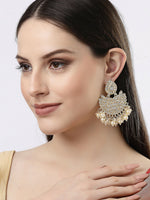 Thumbnail for NVR Women Gold-Plated Kundan Chandbali Earrings - Distacart