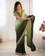Thumbnail for Joban Fashion Light Green & Dark Green Chinon Silk Saree With Thread with Sequins work