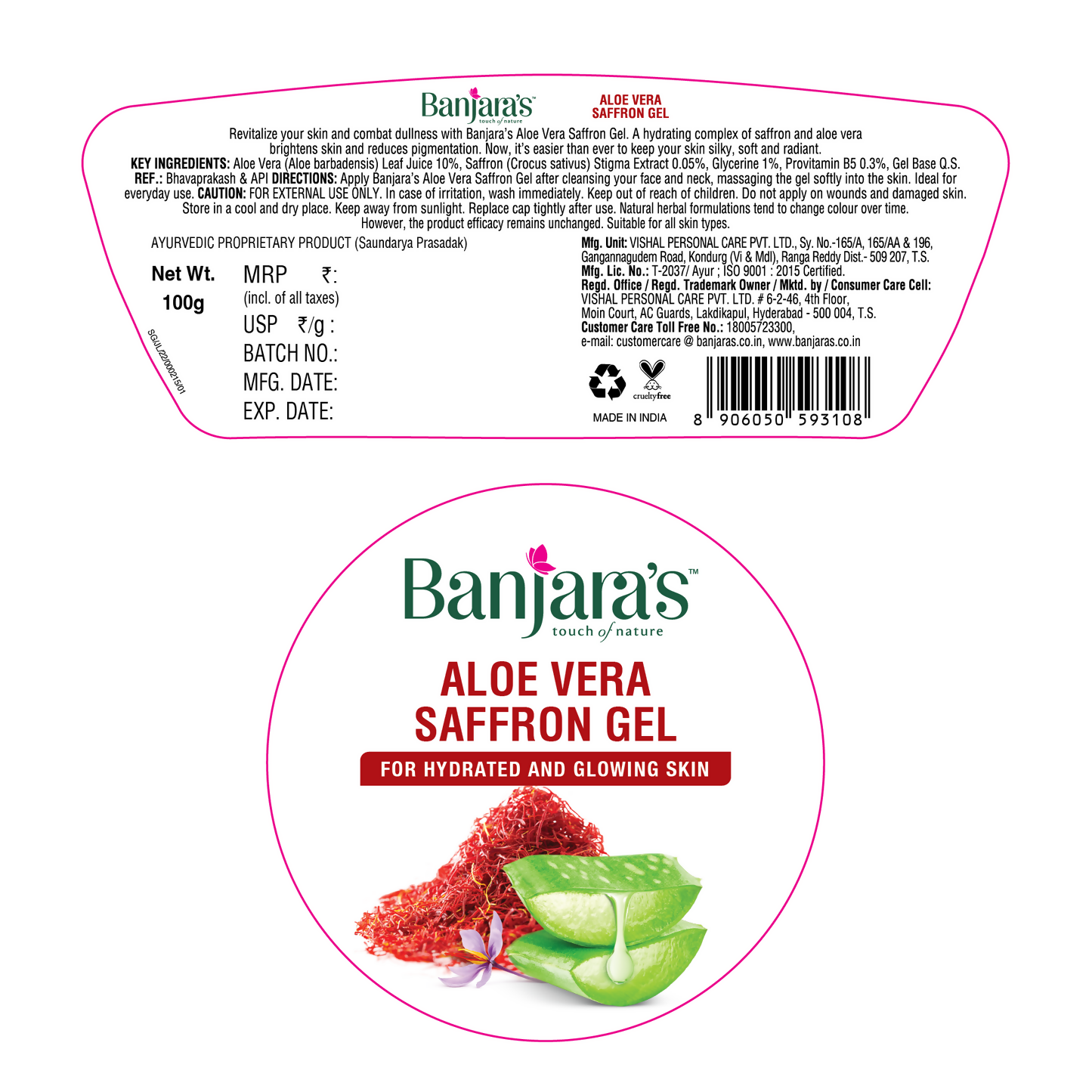 Banjara's Aloe Vera Saffron Gel