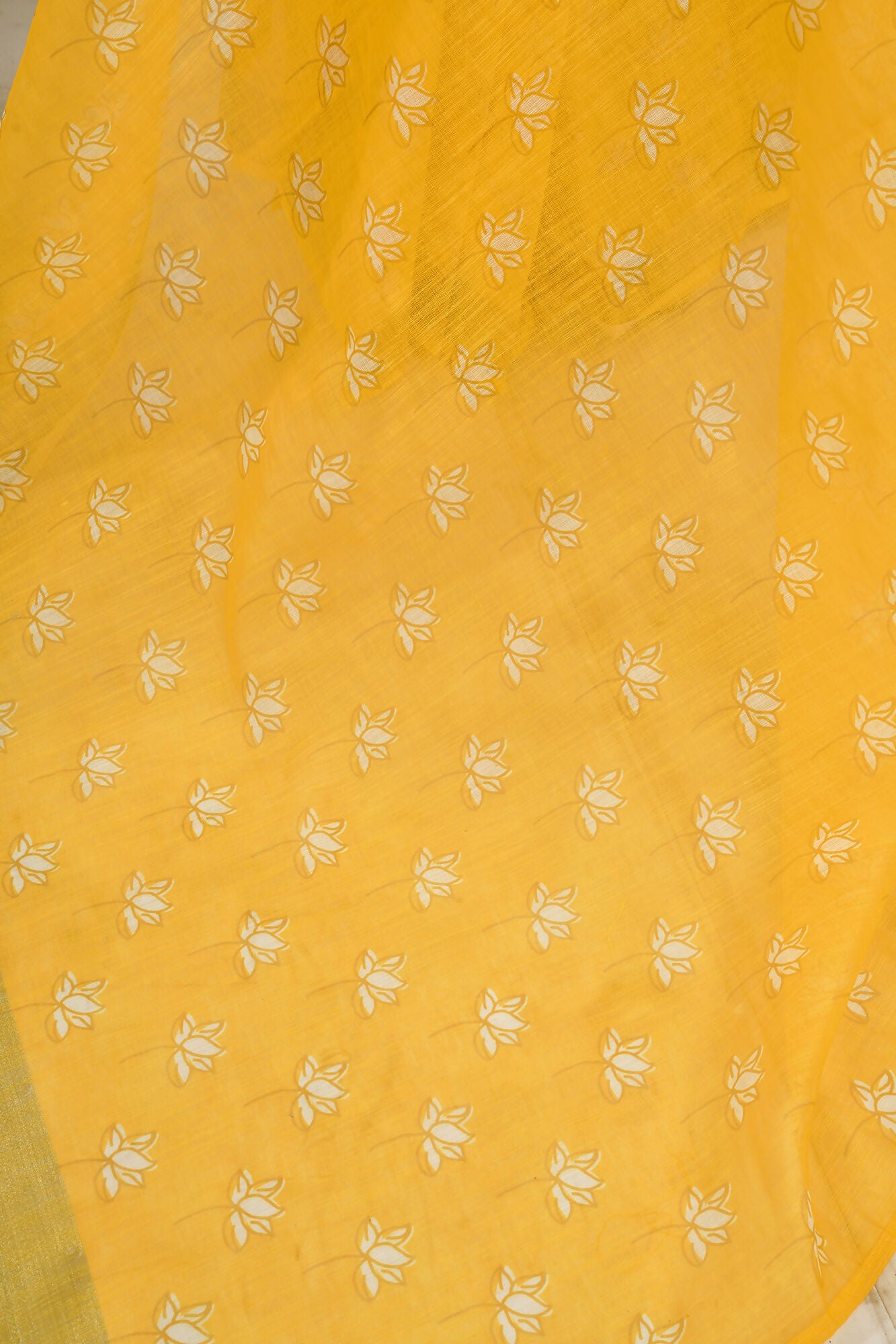 Vastranavya Yellow Digital Printed Linen Ready To Wear Designer Saree with Unstitched Blouse - Distacart